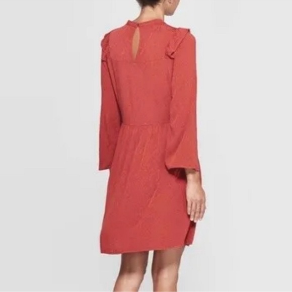 Universal Thread Rust Long Sleeve Cottagecore Dress Valentines Day - Picture 2 of 9